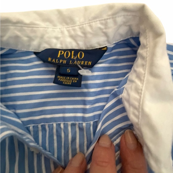 Polo Ralph Lauren Girls Blue & White Striped Shirt Dress | Size 5 | EUC - Picture 4 of 9